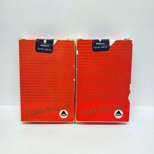 SEALED Unused Vintage Red Delta Airlines Playing Cards Deck ARRCO Lot of 2